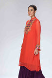 Embroidered Tangerine in Orange coloured Pak Chiffon fabric 2
