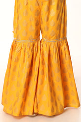 Gold Screen 1 in Yellow coloured Printed Lawn fabric