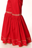 Red Booti Gharara in Red coloured Printed Lawn fabric 3