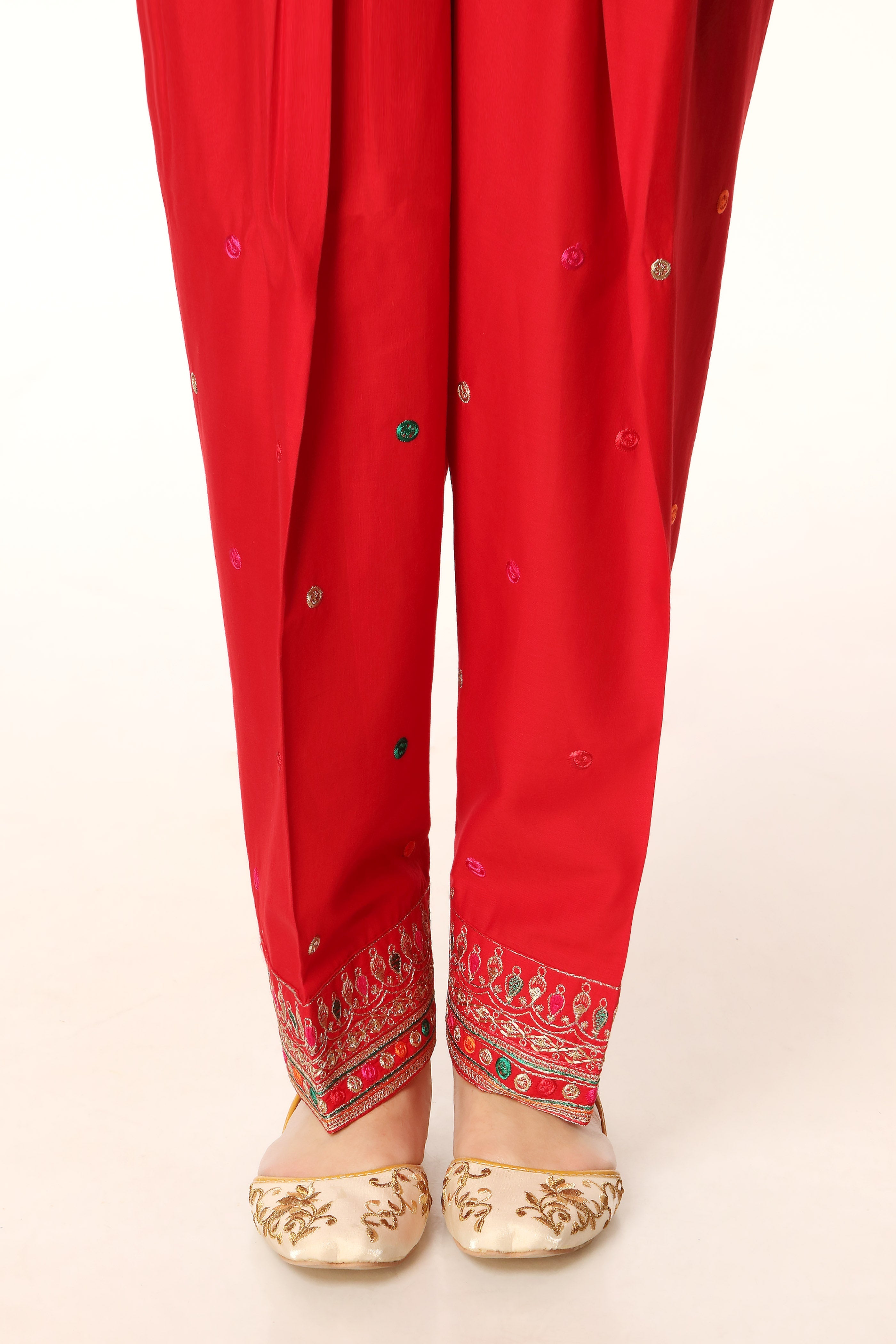 Color Wheel 2 in Red coloured Printed Lawn fabric