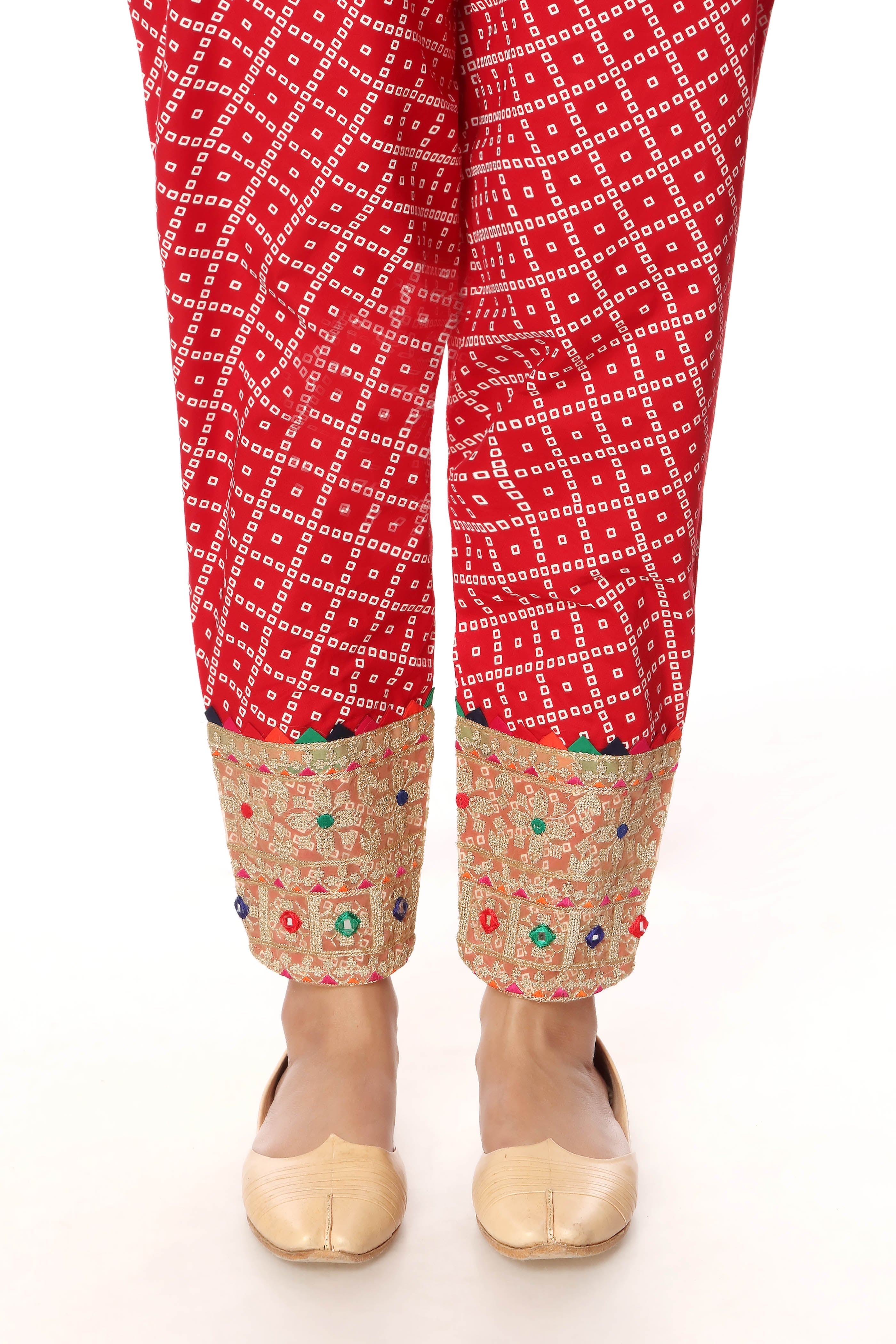 Tulip Patch in Red coloured Printed Lawn fabric