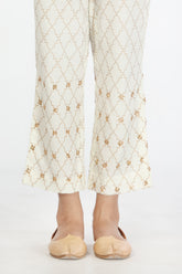 Jaal Gold in Off White coloured Pak Raw Silk fabric