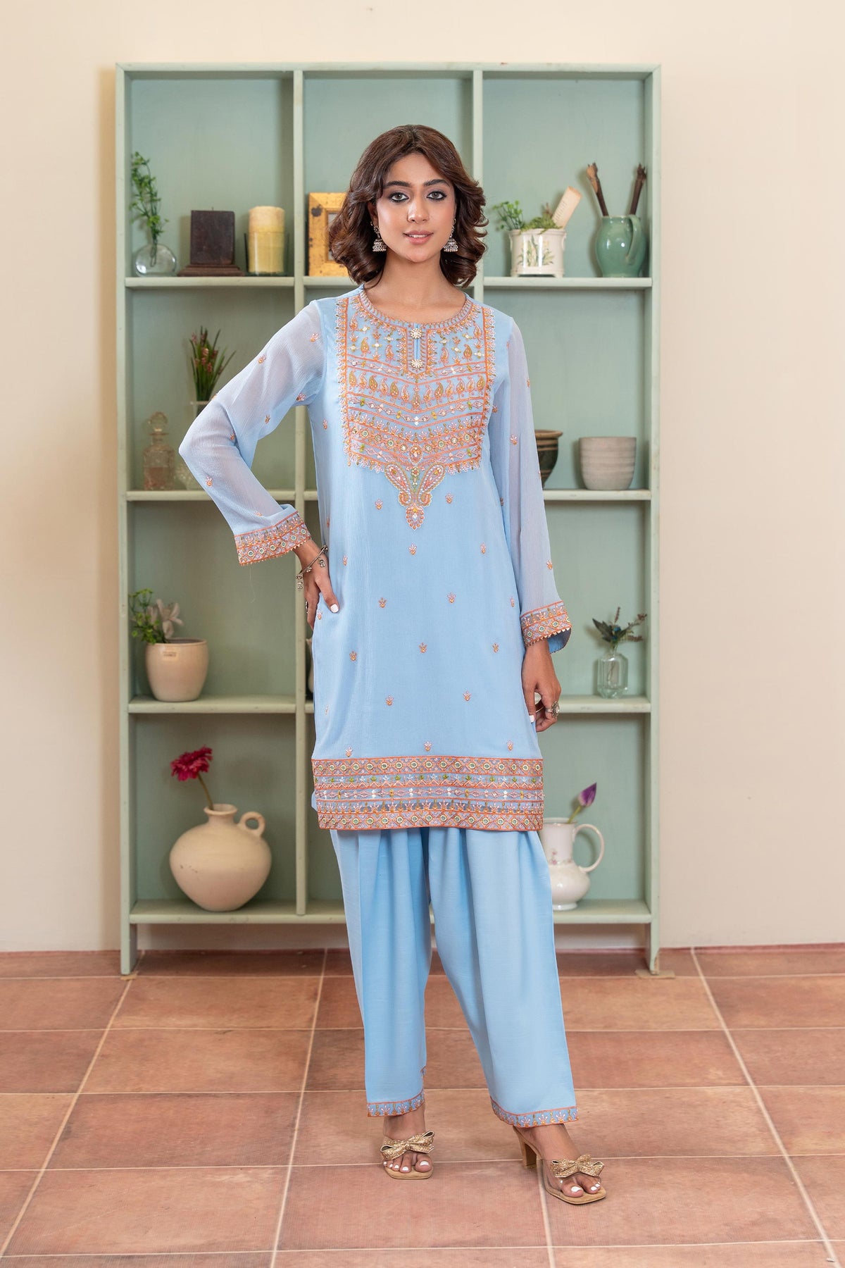 2 Piece Chiffon Suit (FR1028)