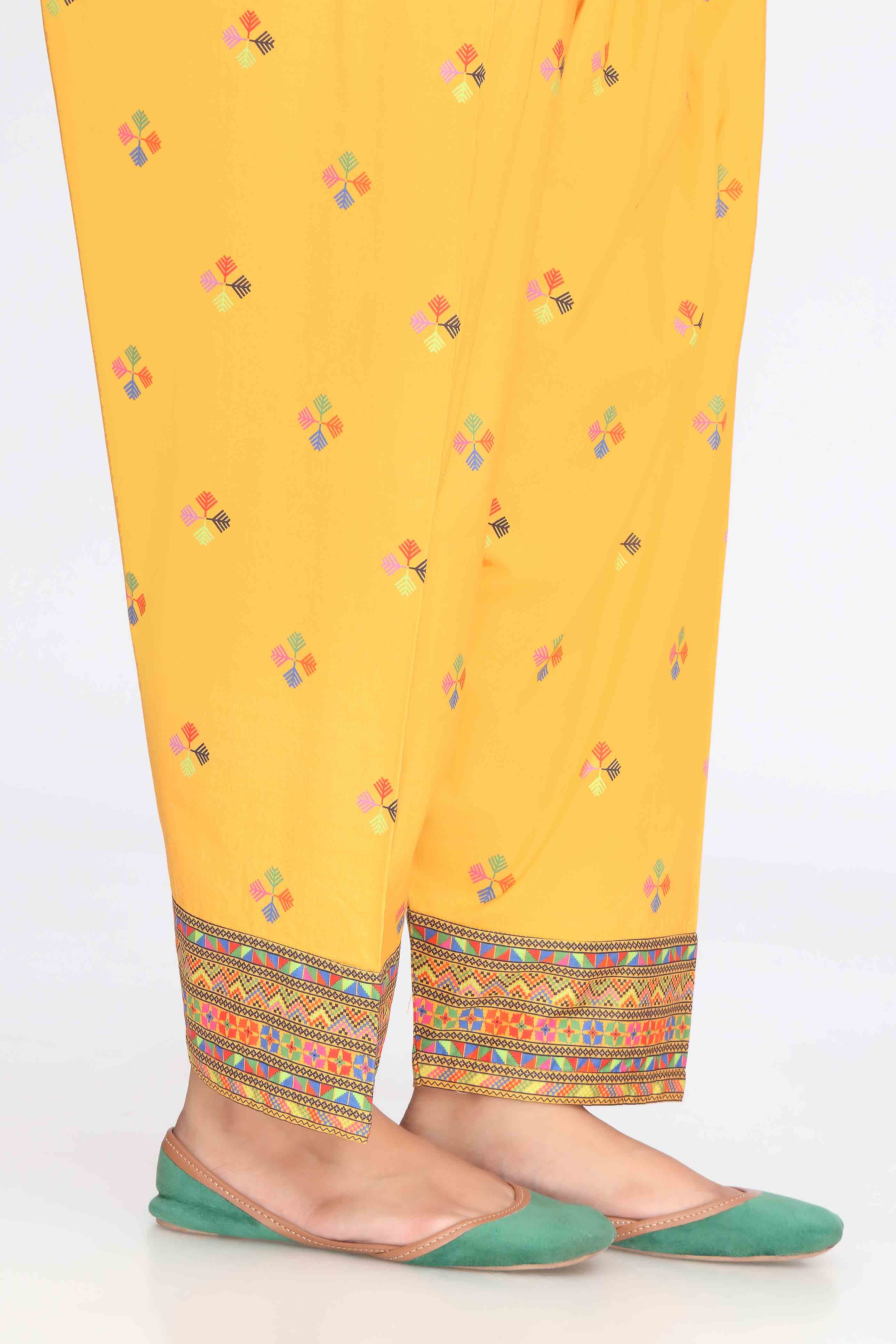 Colorful Leaf 2 in Mustard coloured Printed Cambric fabric 3