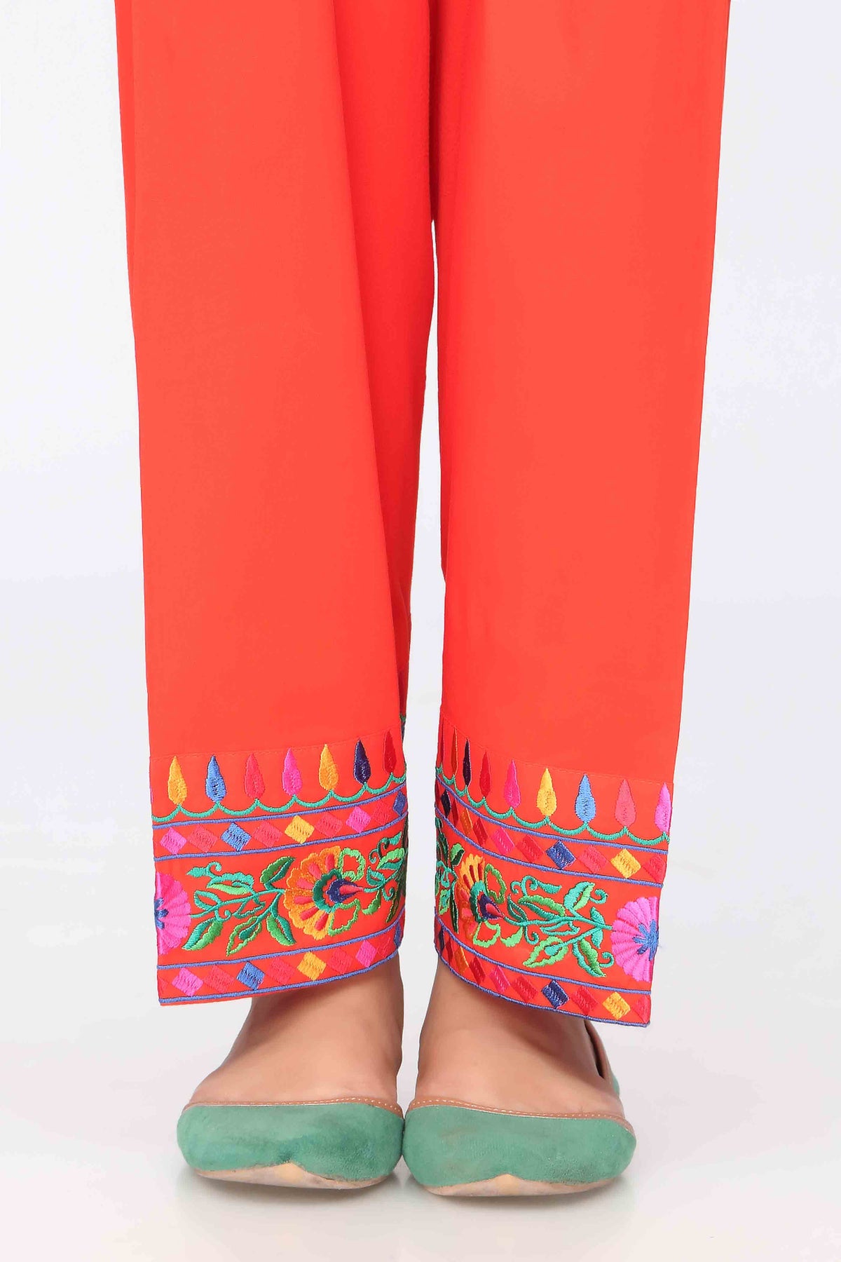 Orange Phool 6 in Orange coloured Cambric fabric