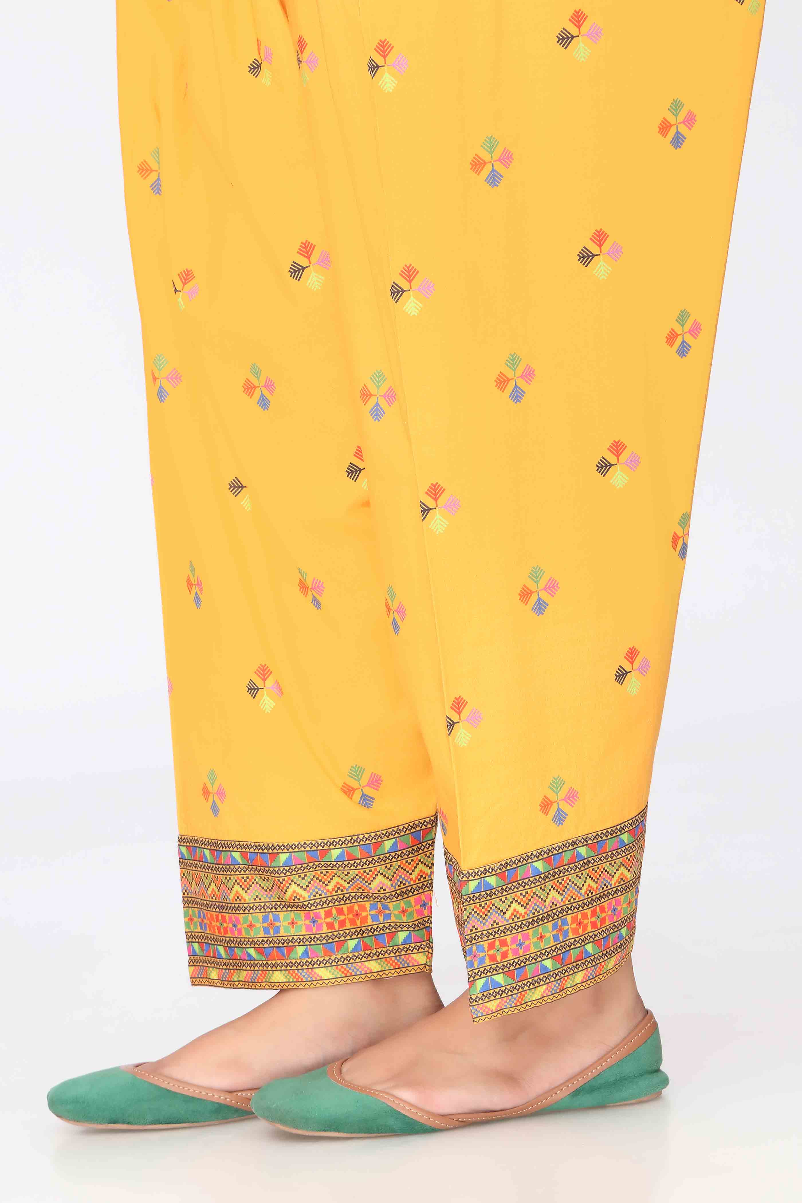 Colorful Leaf 2 in Mustard coloured Printed Cambric fabric 2