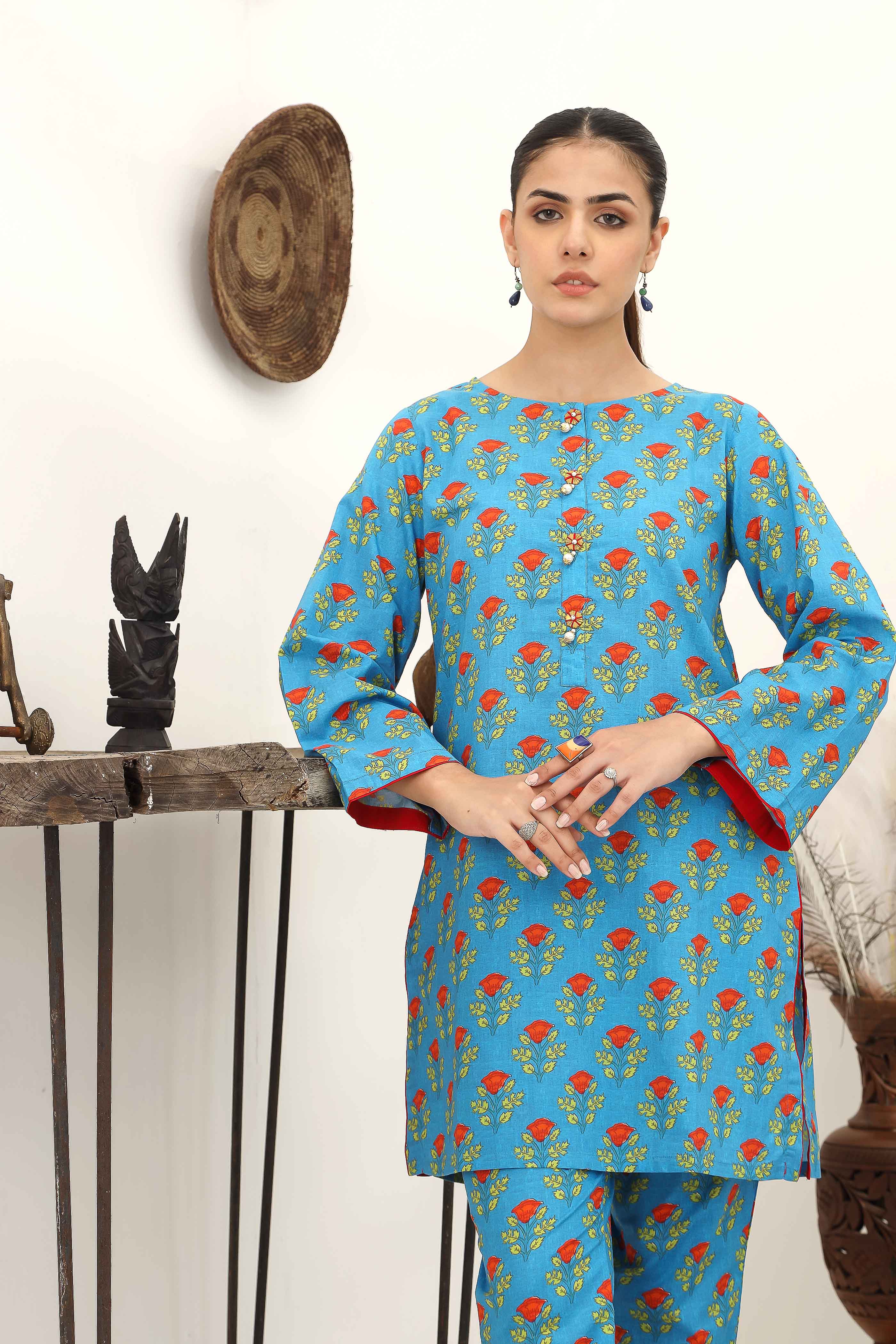 2 Piece Printed Cambric Suit (TR1035)
