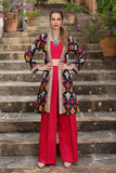 Ikat Print in Multi coloured Printed Lawn fabric