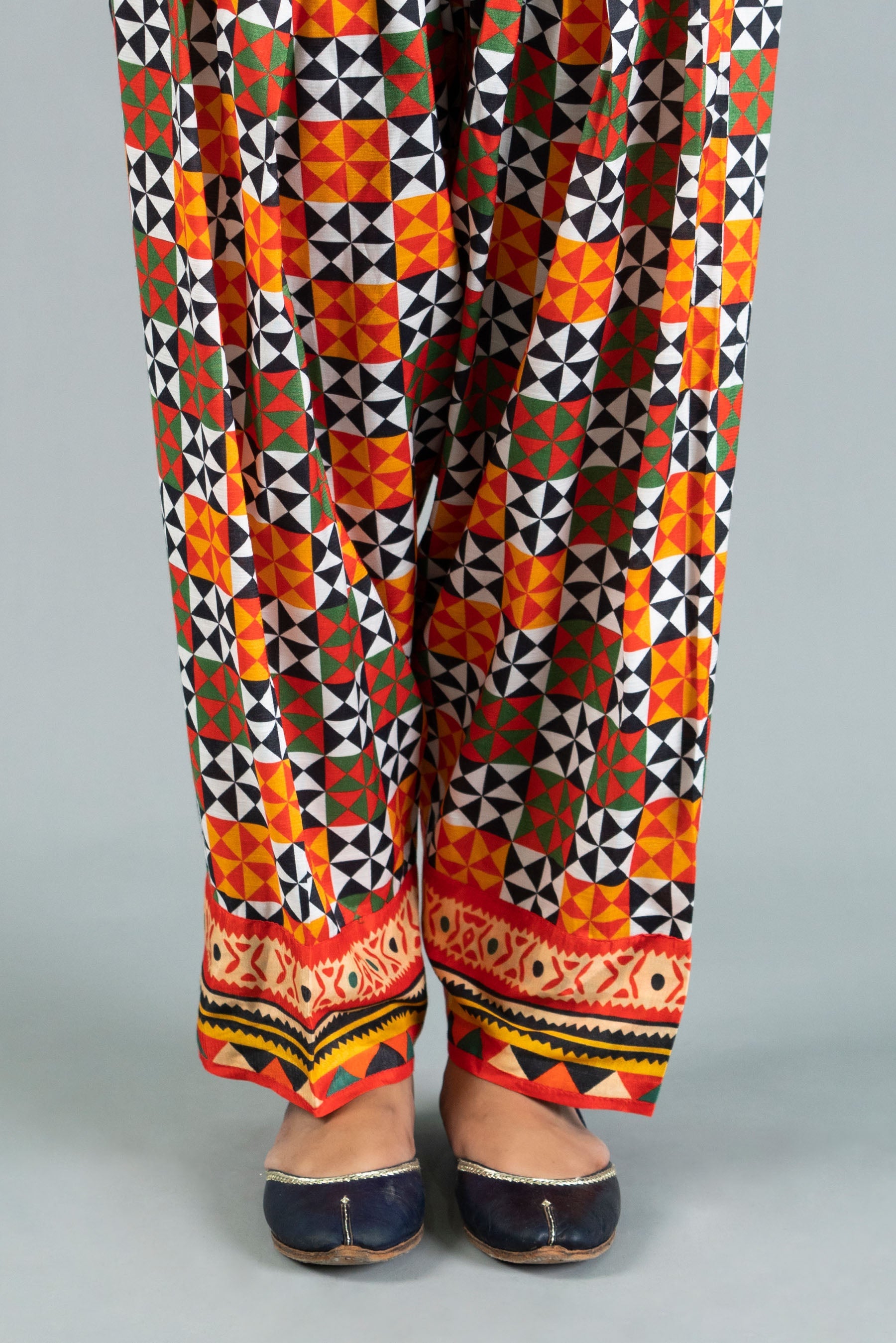 Ralli Shalwar in Multi coloured Pak Raw Silk fabric