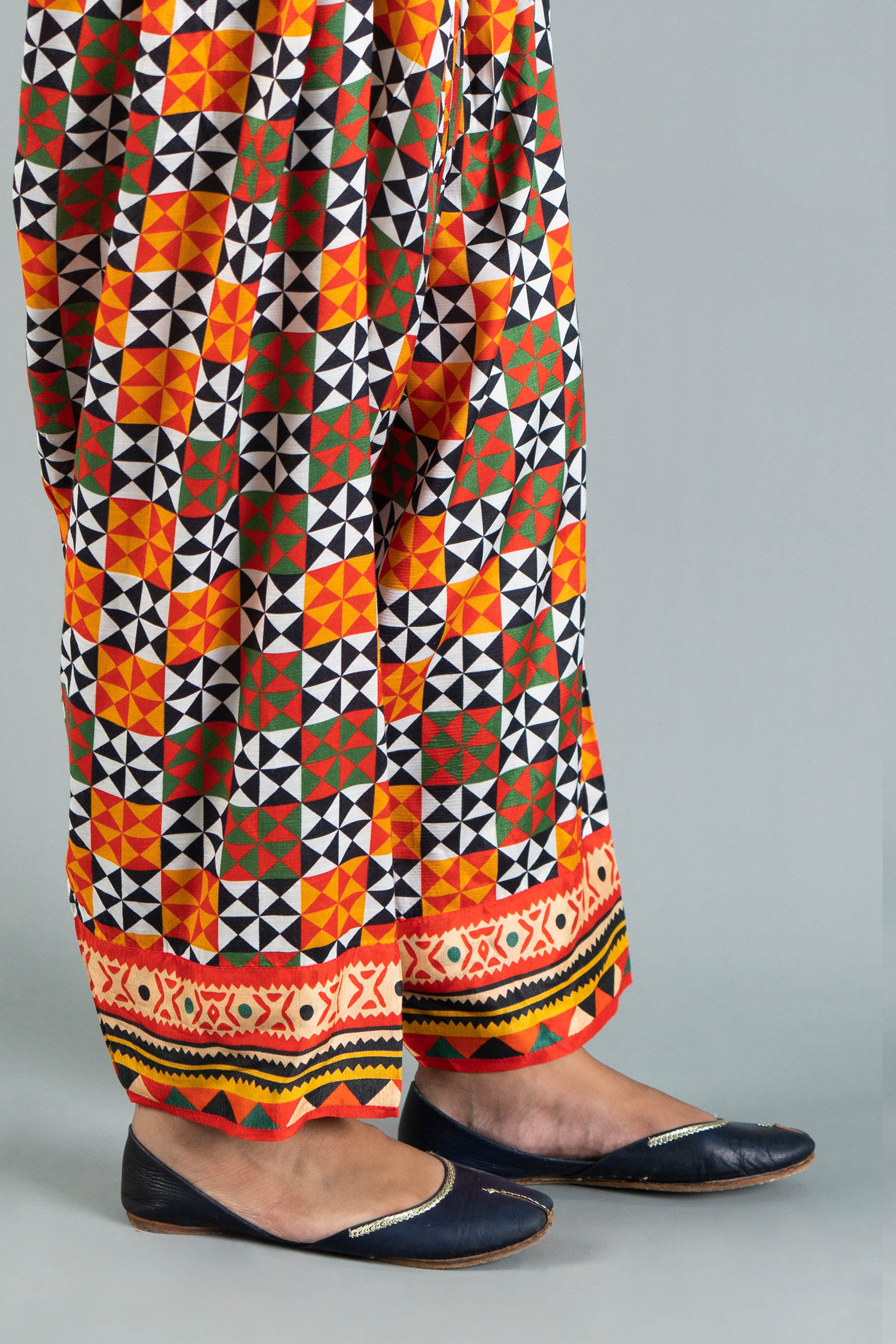 Ralli Shalwar in Multi coloured Pak Raw Silk fabric 3