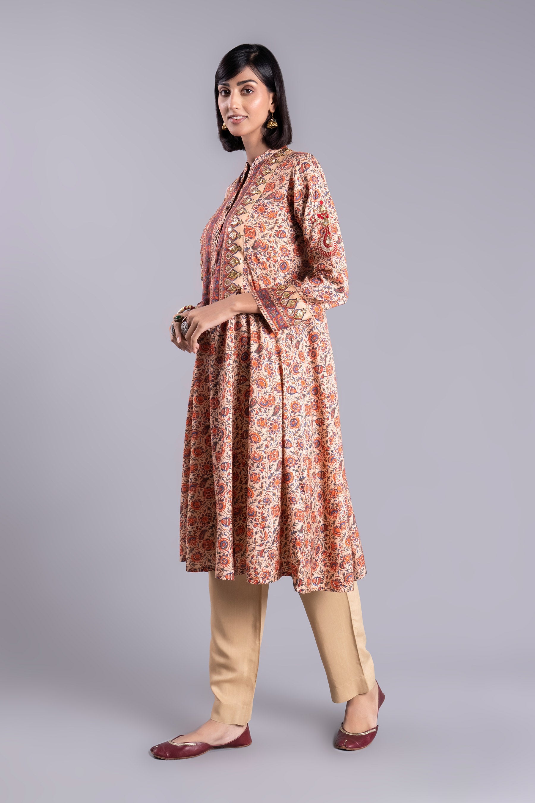 Black Frock 1 in Multi coloured Pak Raw Silk fabric 2