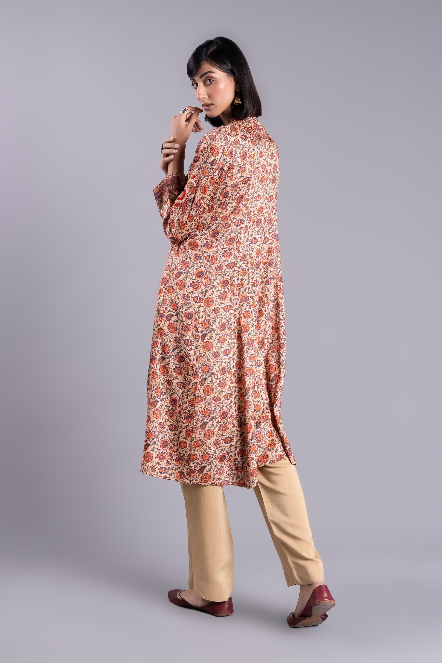 Black Frock 1 in Multi coloured Pak Raw Silk fabric 3