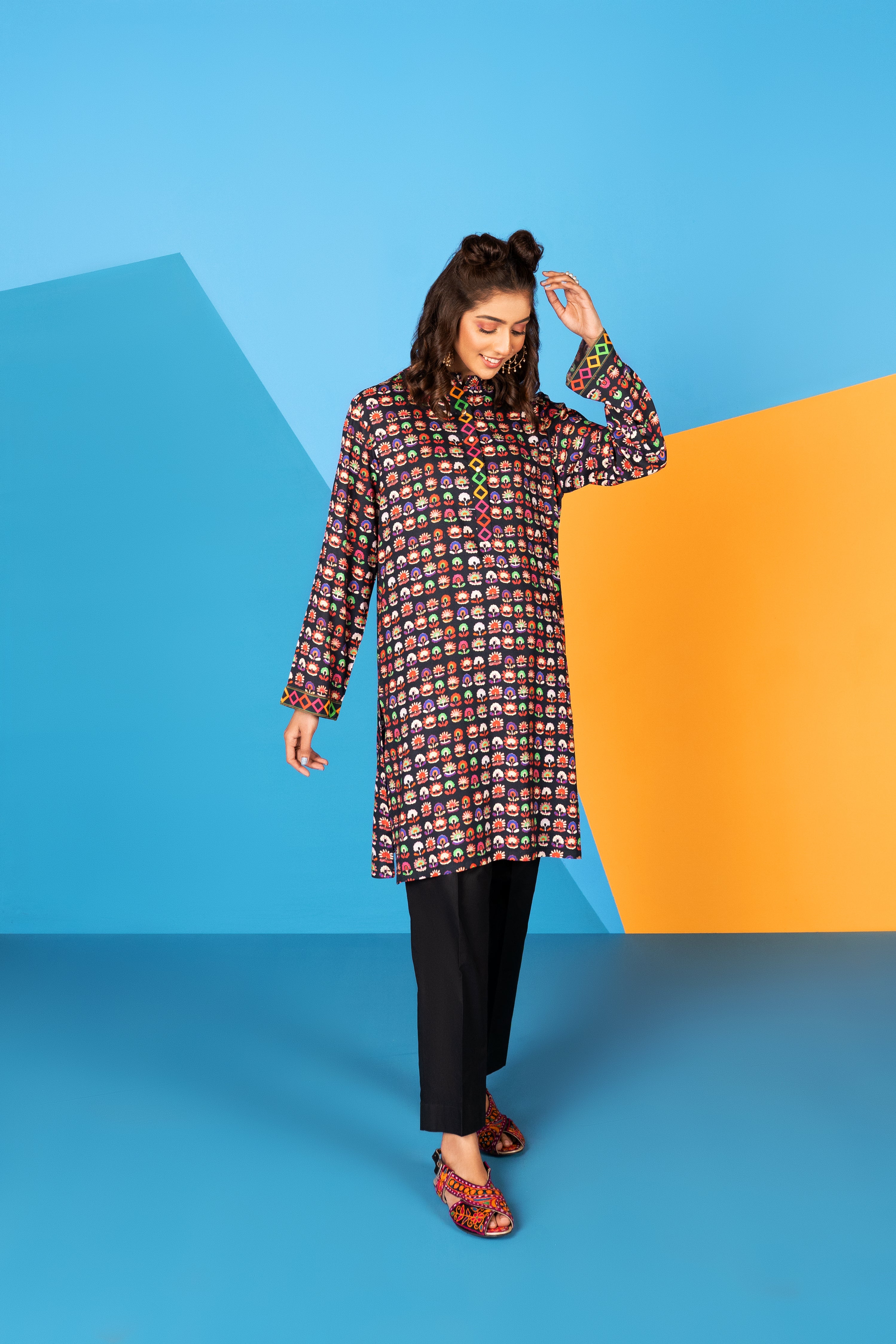 1 Piece Printed Linen Frock (TR0585)