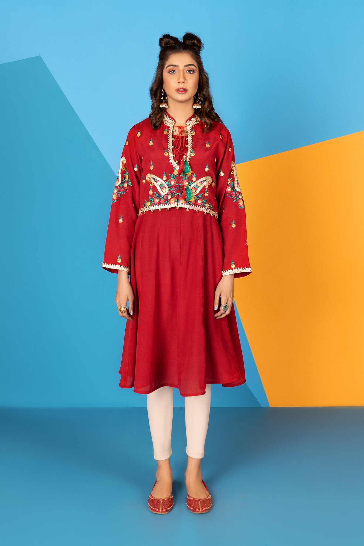 2 Piece Raw Silk Frock (FR0478)