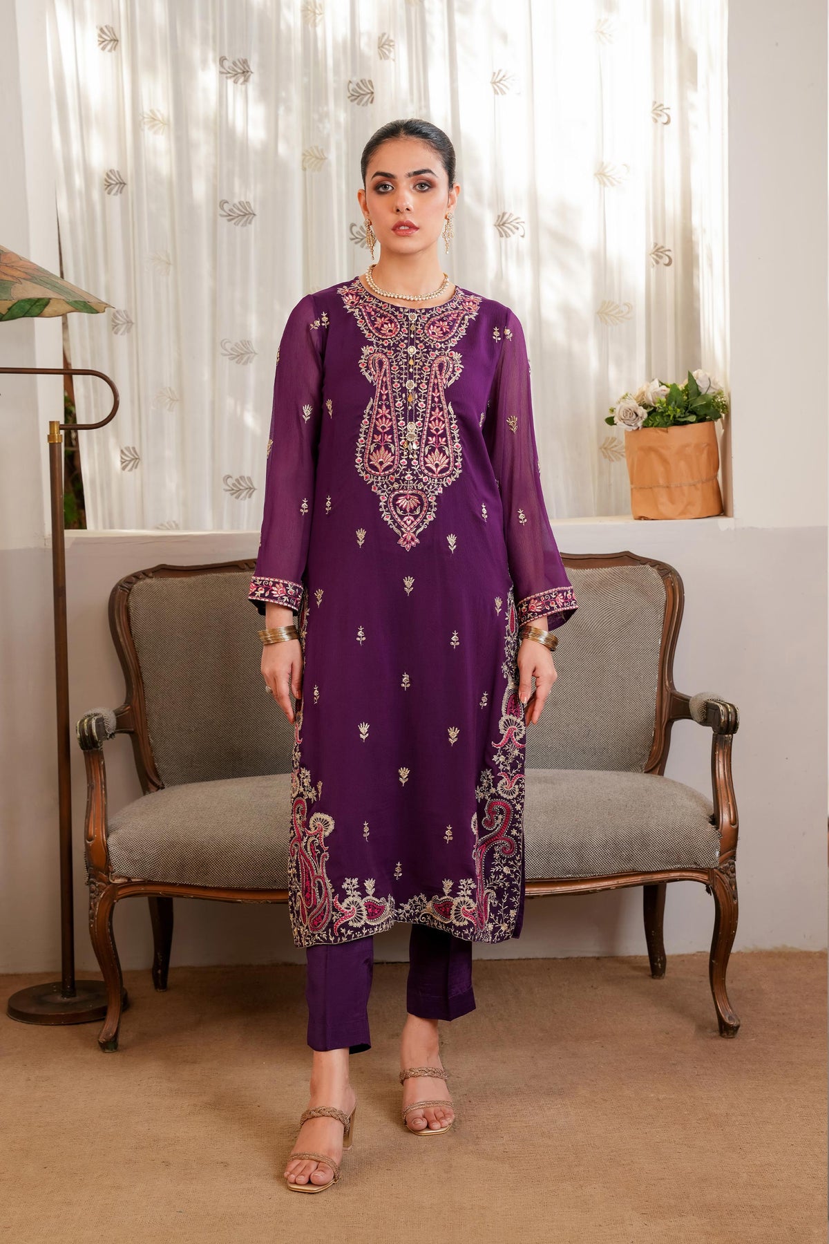 2 Piece Chiffon Suit (FR0991)