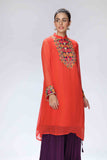 Embroidered Tangerine in Orange coloured Pak Chiffon fabric 4