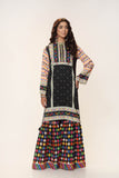 Checked Sleeves in Multi coloured Printed Linen fabric