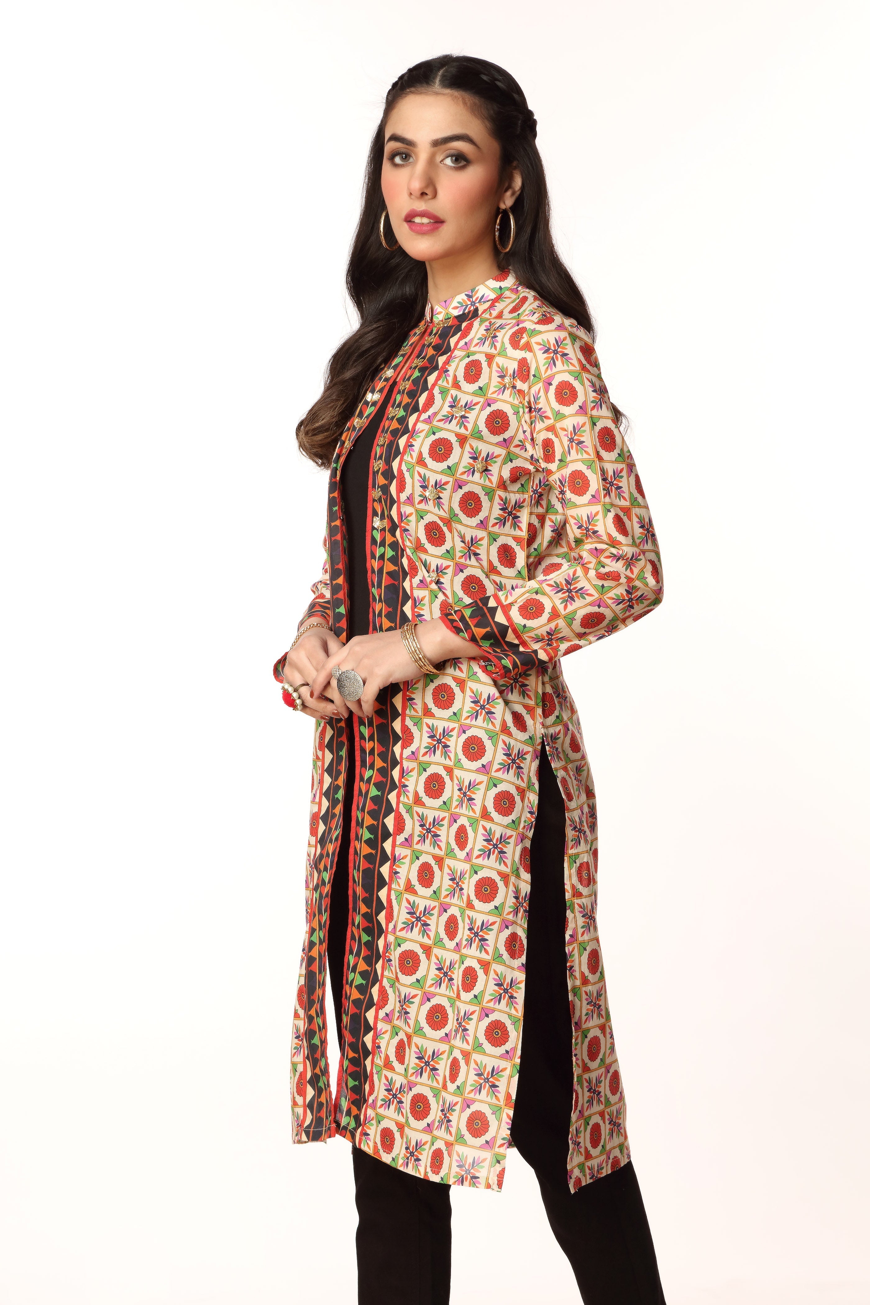 Gotta Boxes in Multi coloured Printed Lawn fabric 2