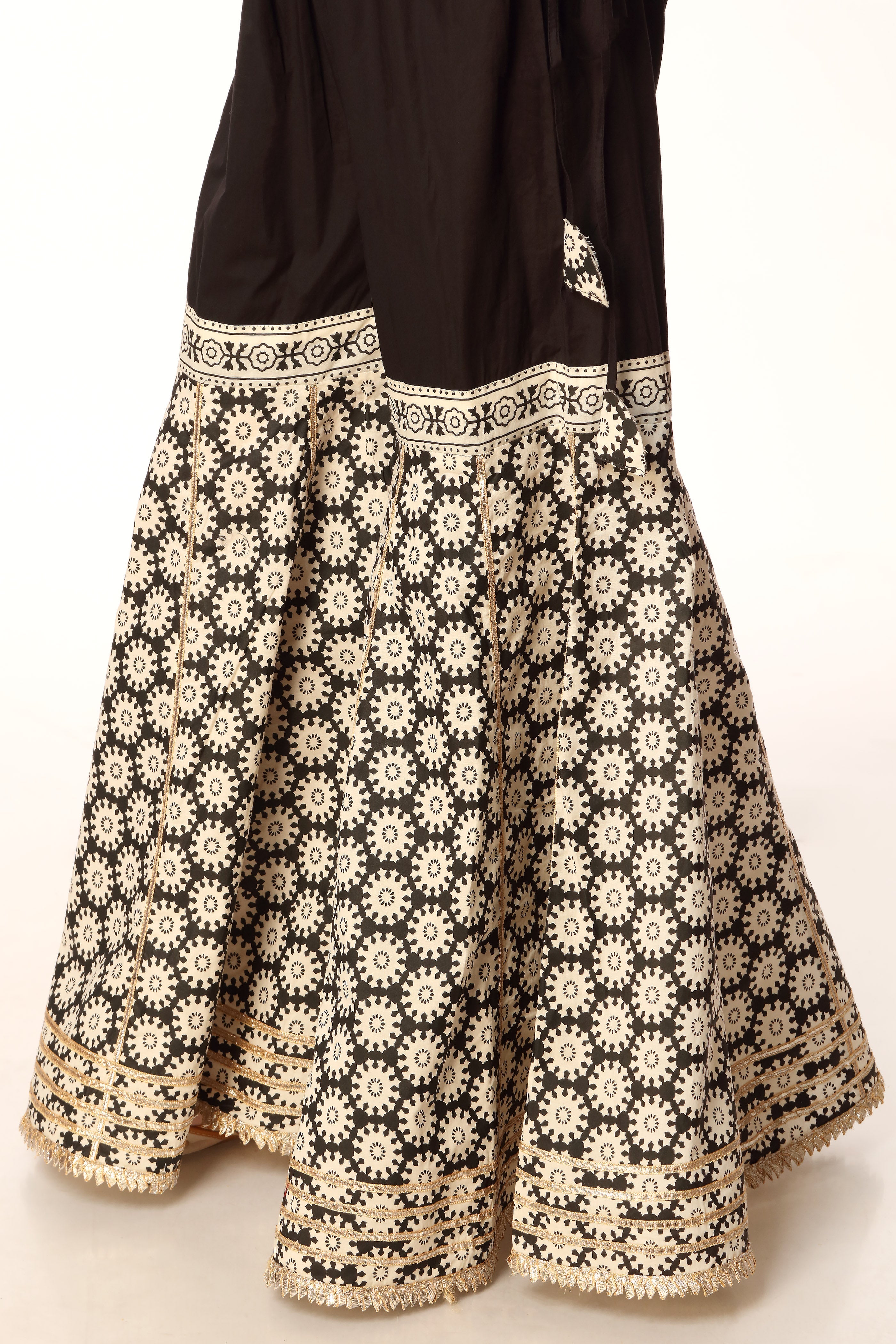 Black Ajrak 2 in Black coloured Printed Lawn fabric 3