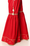 Red Booti Gharara in Red coloured Printed Lawn fabric 2