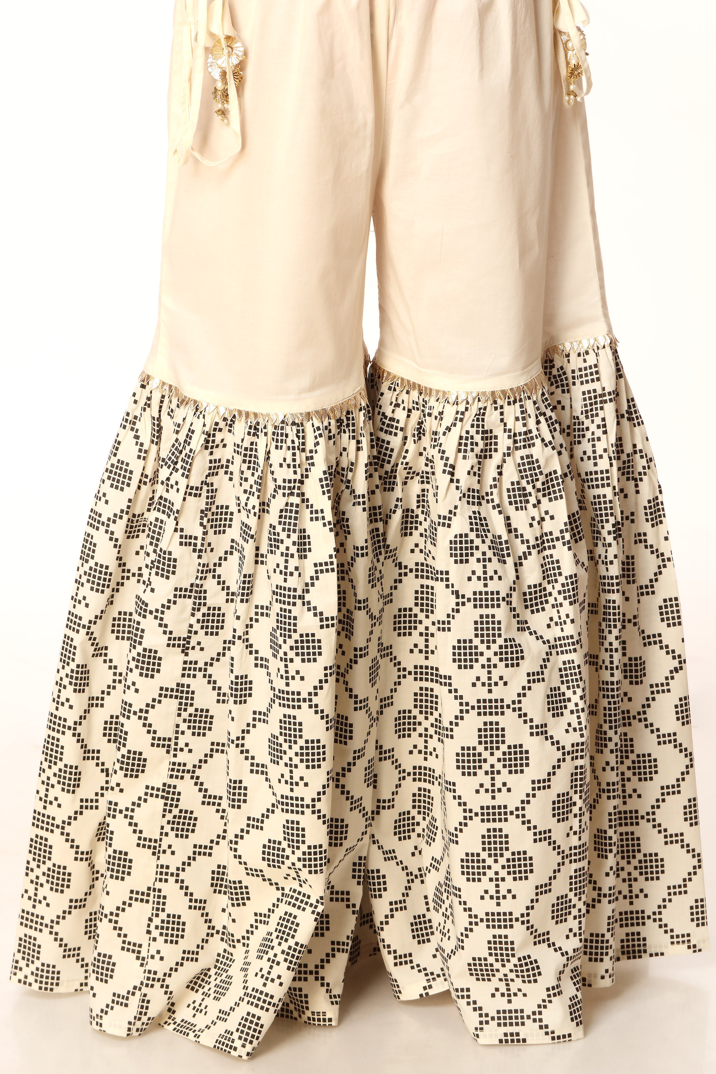 White Grid in Off White coloured Printed Lawn fabric