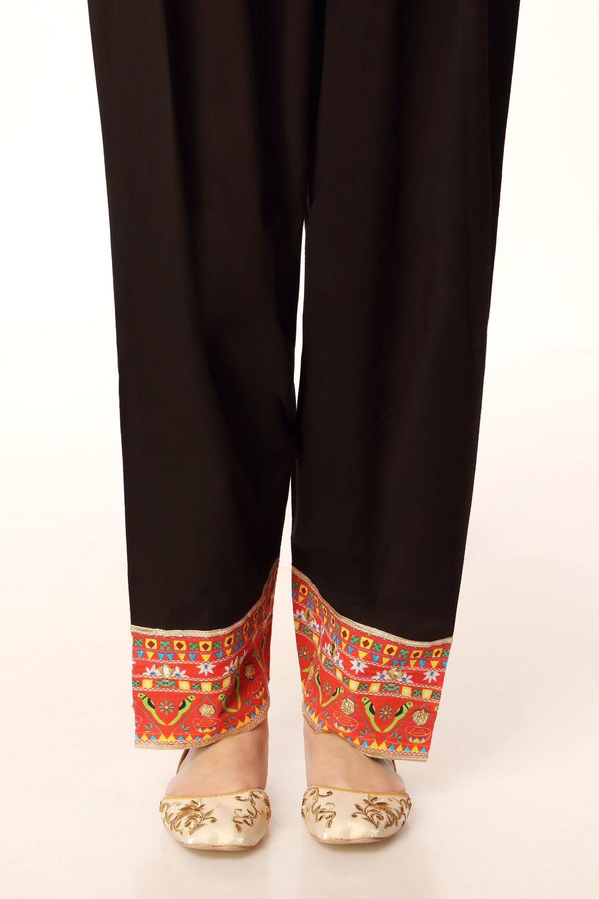 Neon Parrot in Black coloured Printed Lawn fabric