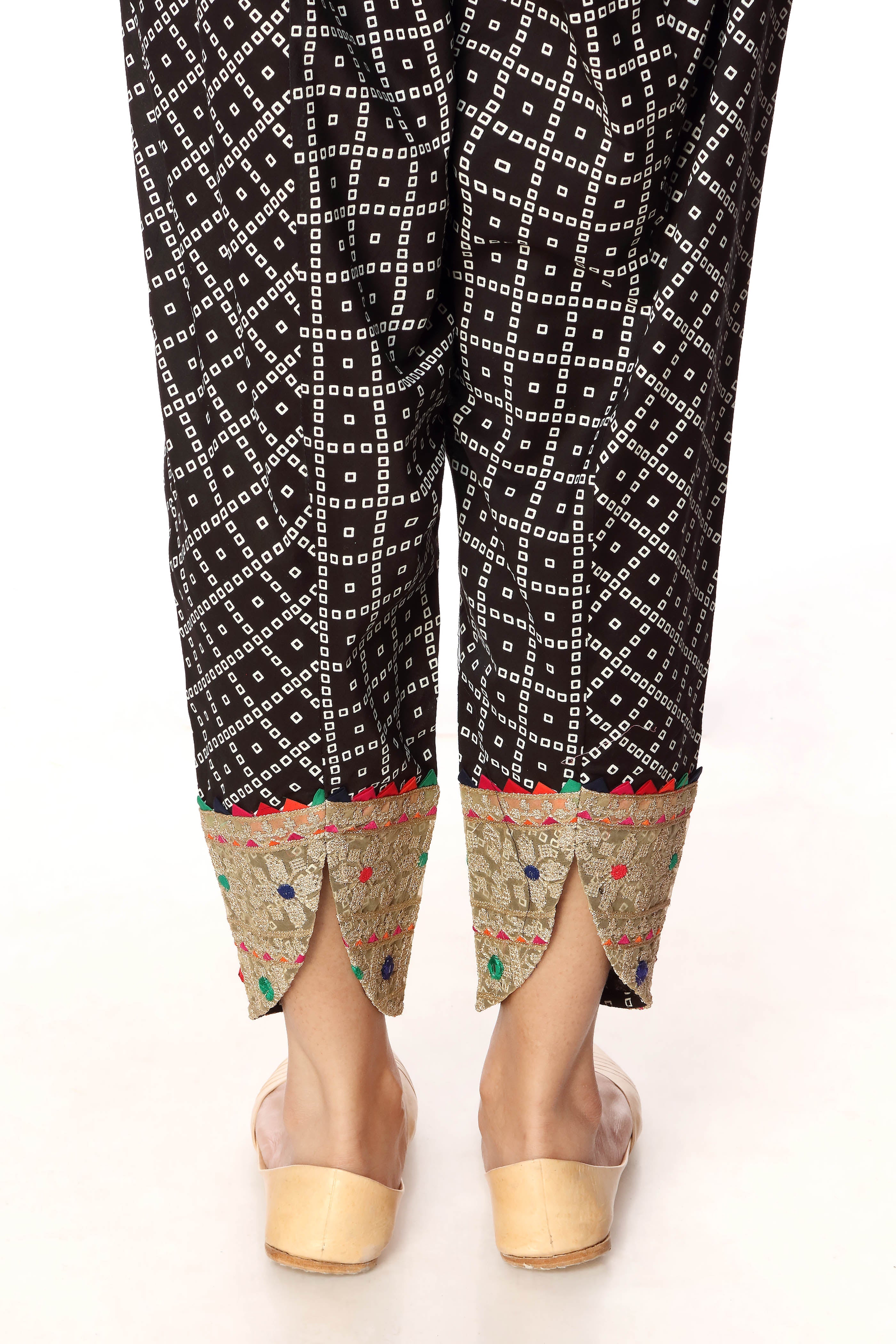 Tulip Patch in Black coloured Printed Lawn fabric 3