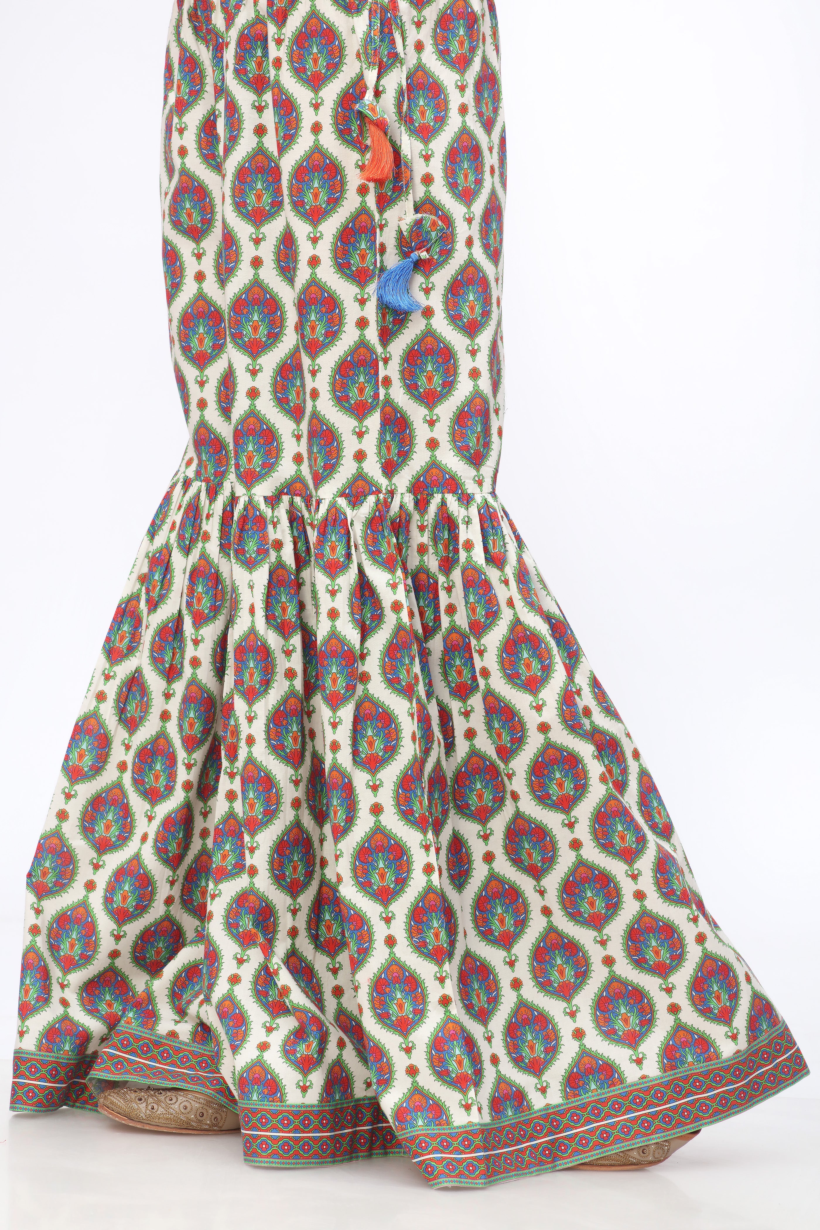 1 Piece Printed Cambric Gharara (CZ2661)