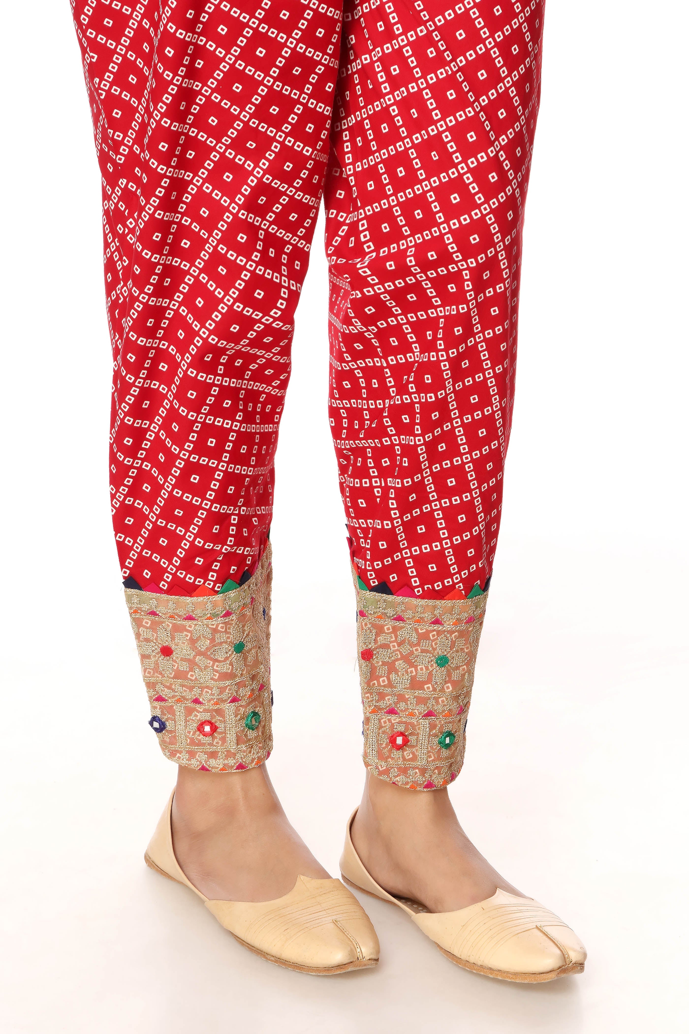 Tulip Patch in Red coloured Printed Lawn fabric 2