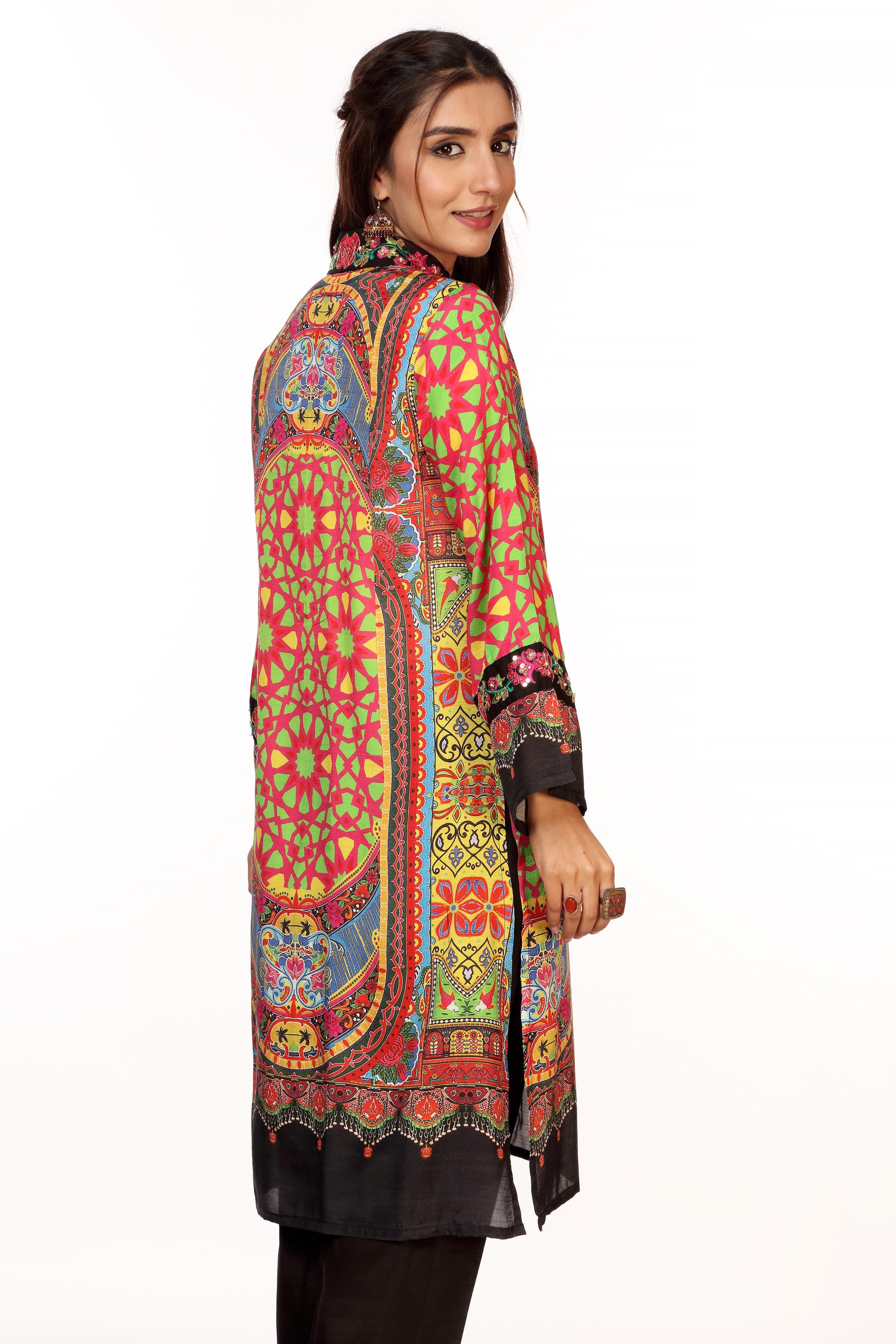 Truck Print in Multi coloured Printed Lawn fabric 3