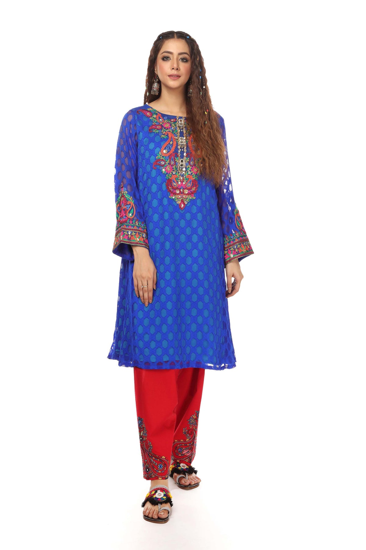 1 Piece Net Jacquard Frock (FR0508)