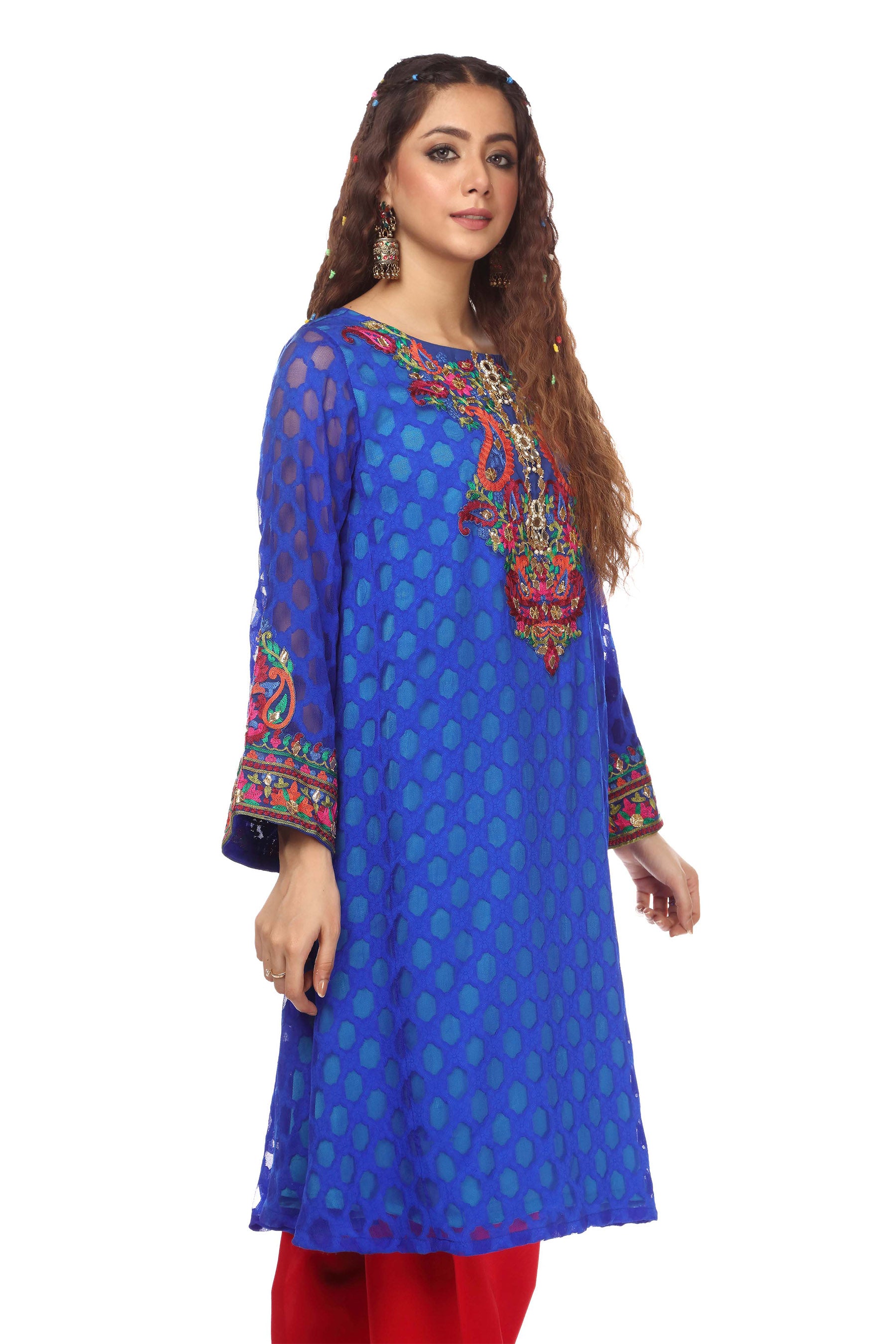 1 Piece Net Jacquard Frock (FR0508)