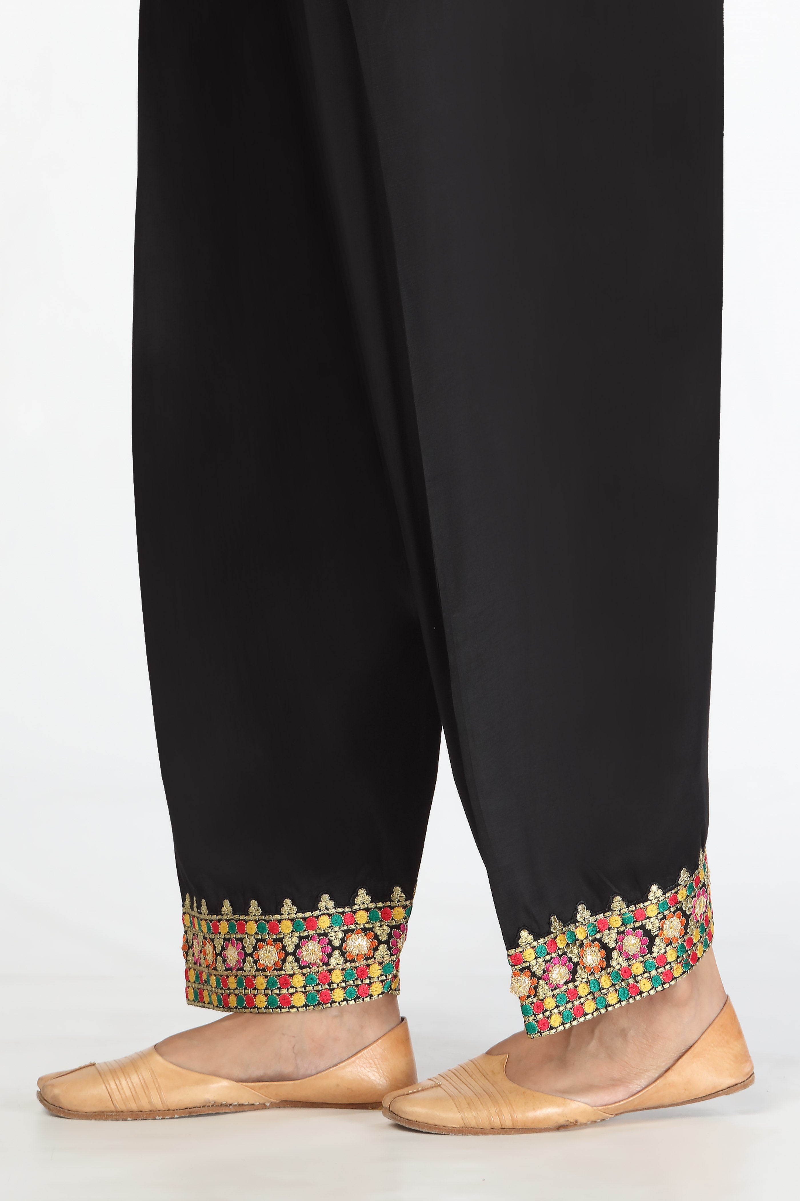 Dotted Phool in Black coloured Pak Raw Silk fabric 2