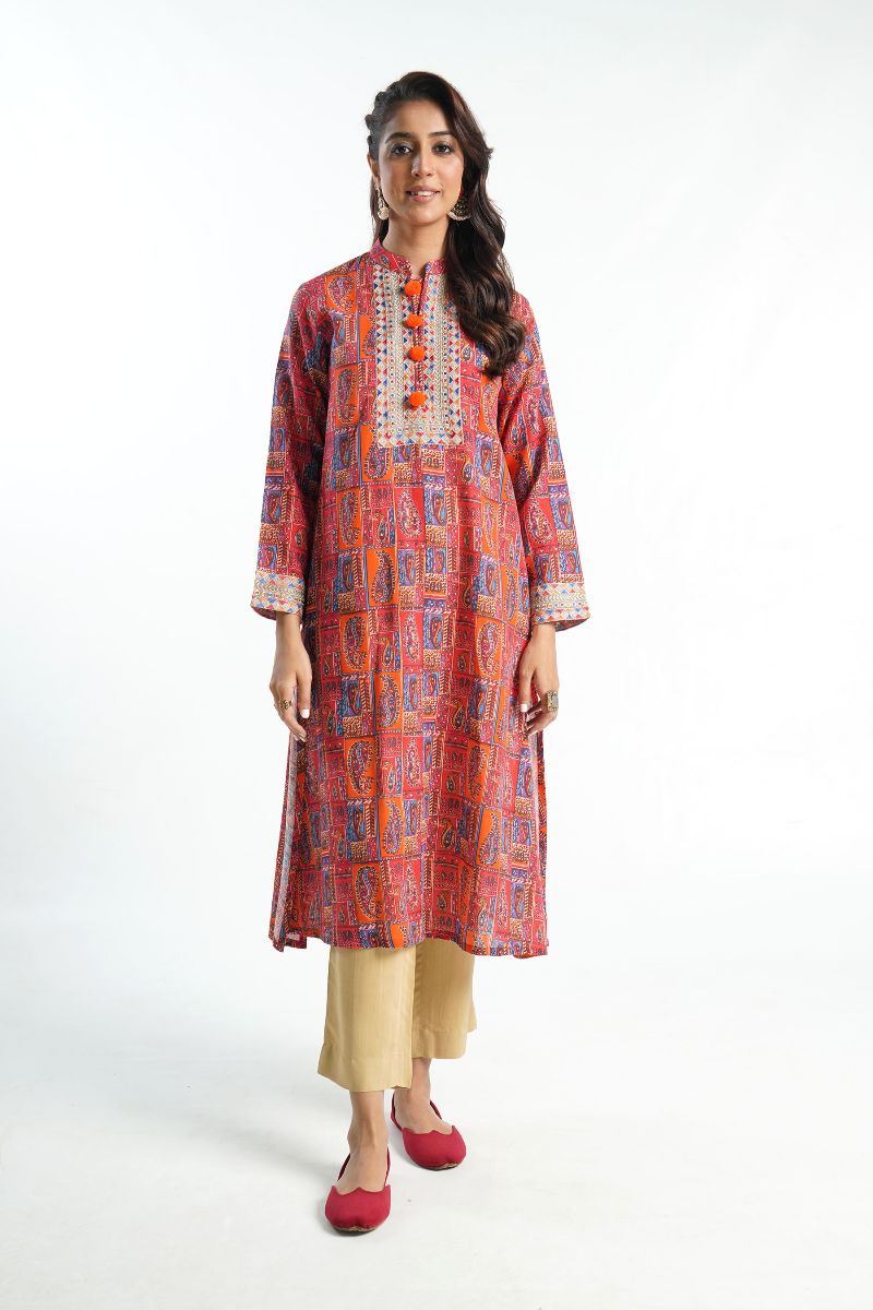 Slub Khaddar Print Frock (TR0906)
