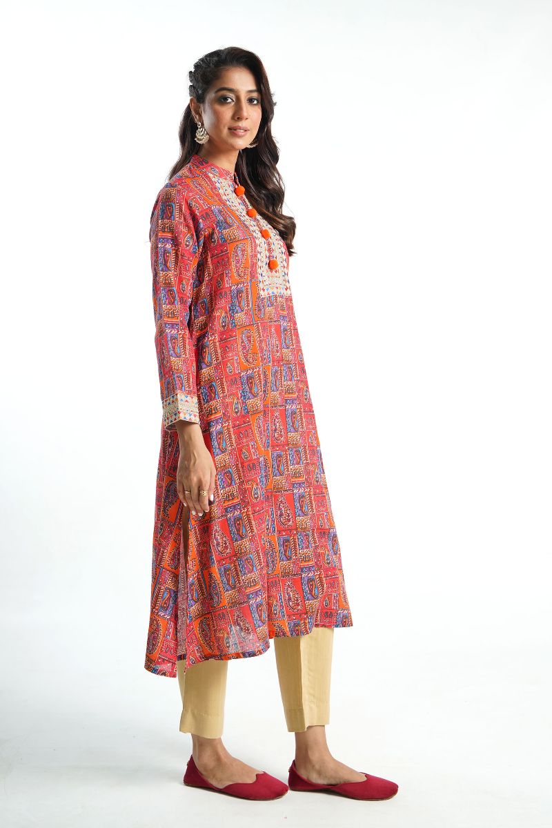 Slub Khaddar Print Frock (TR0906)