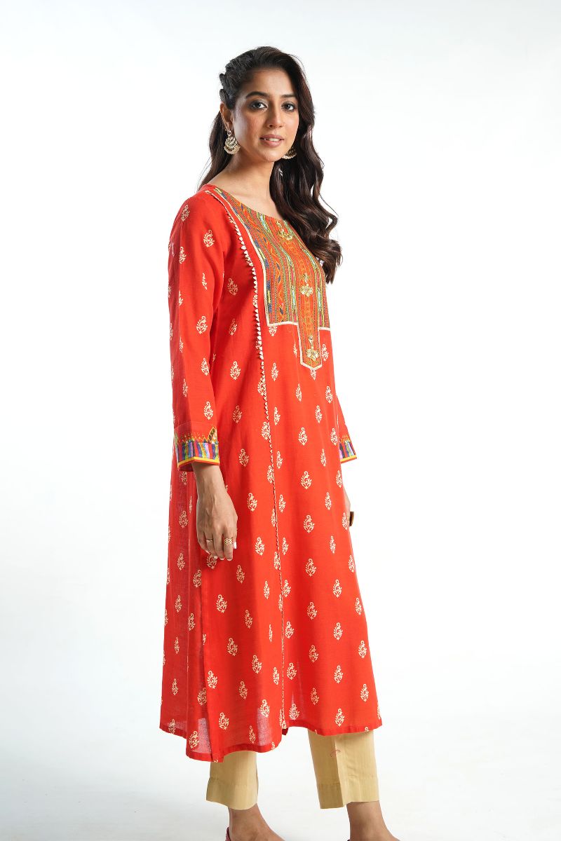 1 Piece Printed Slub Khaddar Top (TR0898)