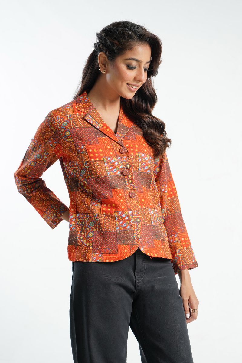 Printed Slub Khaddar Jacket (TR0911)